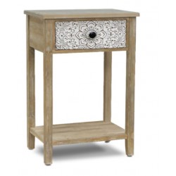 81CM BEDSIDE TABLE WITH ONE CARVED DRAWER