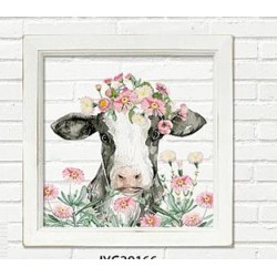 33CM COW GLASS PICTURE WITH FRAME