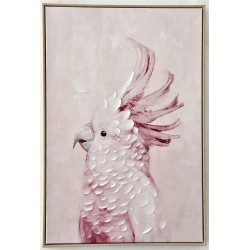 HANDPAINTED PRINT WITH FRAME- PINK PARROT