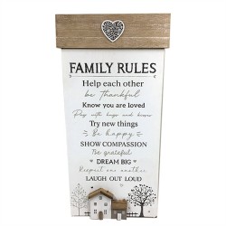 50CM FAMILY RULES WOODEN PLAUQE