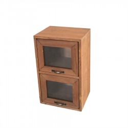 *30CM RUSTIC WOODEN STORAGE UNIT WITH 2 DRAWERS