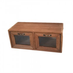 *37CM RUSTIC WOODEN STORAGE UNIT WITH 2 DRAWERS