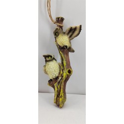 25CM HANGING OWLS ON BRANCH