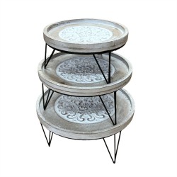 34CM S/3 ROUND STAND WITH METAL FEET