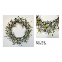 40CM BERRY, LEAVES AND PINECONE WREATH