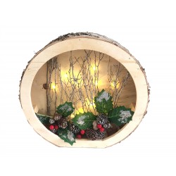 26CM WOODEN CHRISTMAS CIRCLE WITH LIGHT