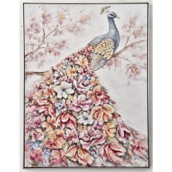 Hand Painted Cancas Print with Frame-Peacock 92.5x122.5x4.5cm