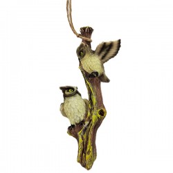 25CM HANGING OWLS ON BRANCH