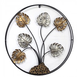 70CM METAL LEAVES IN CIRCLE WALL DéCOR