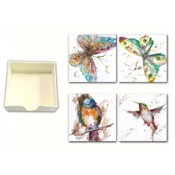 Ceramic Coaster in Box -Bird & Butterfly 11.2x11.2x4.2cm