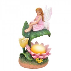 24CM RESIN FAIRY WITH SOLOR SUNFLOWER