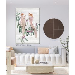 Hand Painted Canvas Print in Silver Frame -Parrot 82.5x122.5x4.5cm