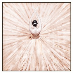Hand Painted Canvas Print in Silver Frame- Ballerina 102.5x102.5x4.5cm