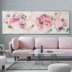 Hand Painted Canvas Print with Frame-Flower 152.5x52.5x4.5cm