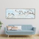 Hand Painted Canvas Print with Frame-Blue bird 152.5x52.5x4.5cm