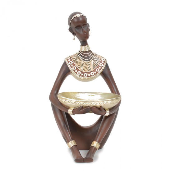 Resin African Statue 16.5x16x32.5cm