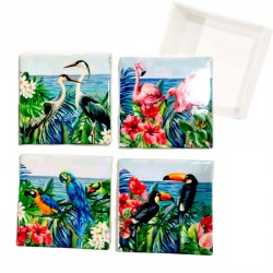 Ceramic Coaster in Box -Birds 11.2x11.2x4.2cm