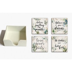 Ceramic Coaster in Box -Words 11.2x11.2x4.2cm