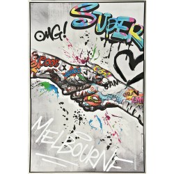 Graffiti Painting in Silver Frame - Super Melbourne 82.5x122.5x4.5cm 