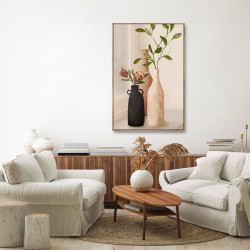 Hand Painted Canvas Print with Frame -Lifestyle Vase Trio 60x90x3.7cm