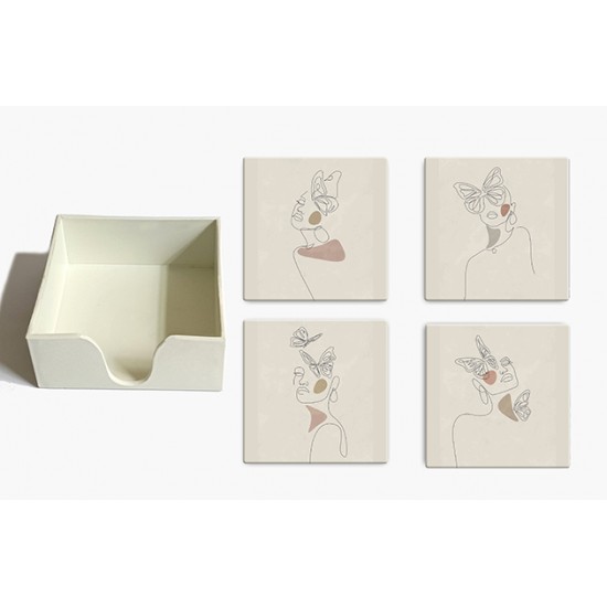 Ceramic Coaster in Box -Lady 11.2x11.2x4.2cm