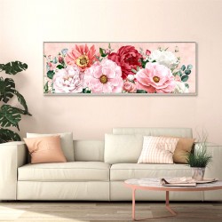 Hand Painted Canvas Print with Frame -Delicate Flower 150x50x3.7cm