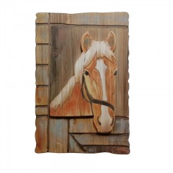 Wooden Décor-Horse in Stable 40x60x2.1cm