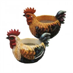 17CM 2/A RESIN ROOSTER POT