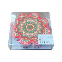 Ceramic Sunflower Shape Coaster in PVC Box 11x11x3.5cm