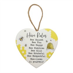 MDF Hanging Hive Rules Heart Sign 11x0.5x10.5cm
