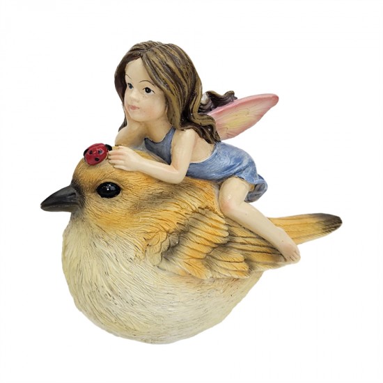 13cm Resin Fairy with Bird