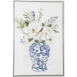 Hand Painted Canvas Print with Frame -Blue & White Porcelain 82.5x122.5x4.5cm