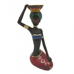 Resin Sitting African Woman Candle Holder 11x13x22cm