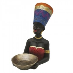 23.5CM RESIN BUST AFRICAN CANDLE HOLDER