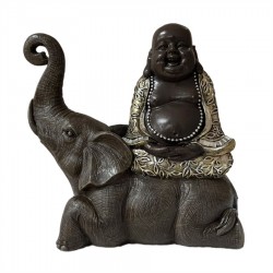 18CM HAPPY BUDDHA SITTING ON ELEPHANT