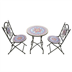 *S/3 Red Mosaic Metal Outdoor Table with 2 Chairs