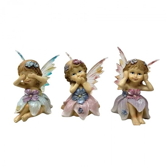 9.5cm 3/A Whimsical Trio Resin Fairy Ornaments