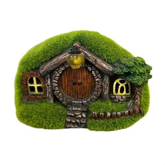 18cm Green Haven Solar Resin Fairy Dwarf Garden House