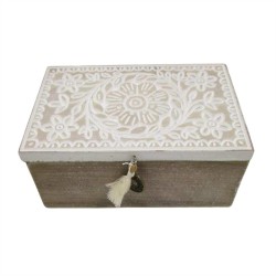Patterned Wooden Box 18x11x6.5cm