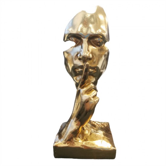 3/A Resin Golden Human Face Statue 9.5x9x20.5cm