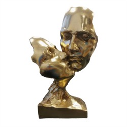 2/A Resin Golden Human Face Statue 11.5x6x20.5cm