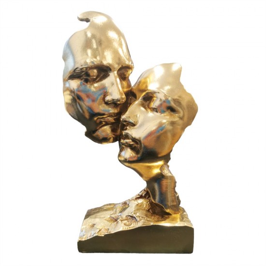 2/A Resin Golden Human Face Statue 11.5x6x20.5cm