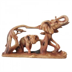 Resin Wood Grain Hollow Elephant Ornament 30.5x10x20.5cm