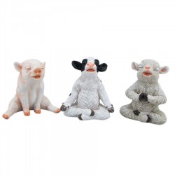 Resin Yoga Pig/Cow/Sheep Statue 15x12.3x14.7cm