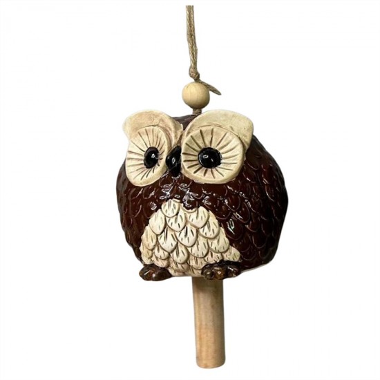 Brown Ceramic Owl Wind Chime 12x12x14.5cm