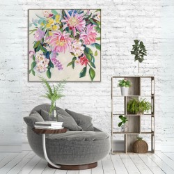 Hand Painted Canvas Print in Frame 82.5x82.5x4.5cm